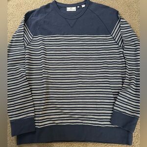 Southern Tide Men's Blue and White Striped Crewneck Sweater
